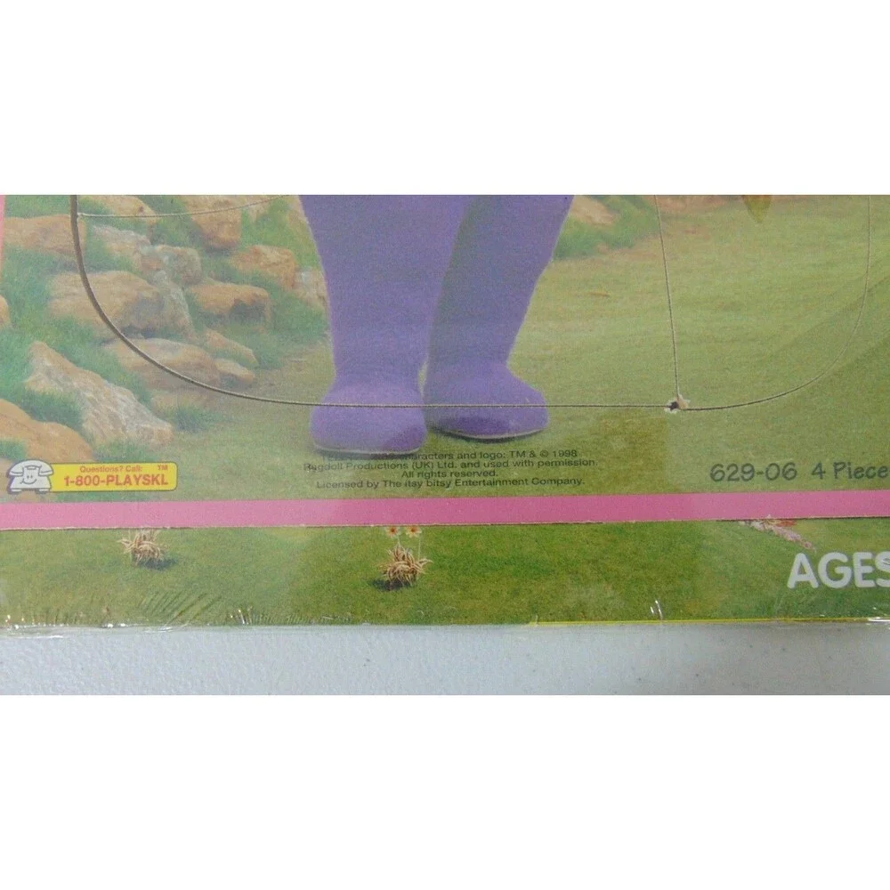 Playskool Teletubbies Wooden Puzzle 629‑06 • Tinky Winky • 4‑Piece Vintage 1998